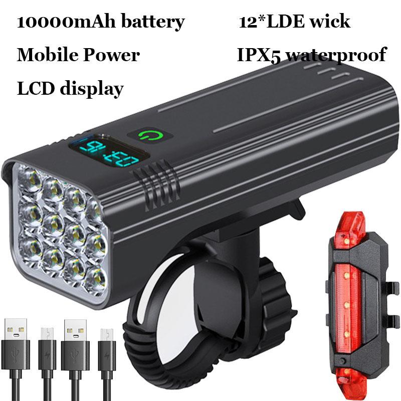 12 LED spilgts velosipēda lukturis, USB