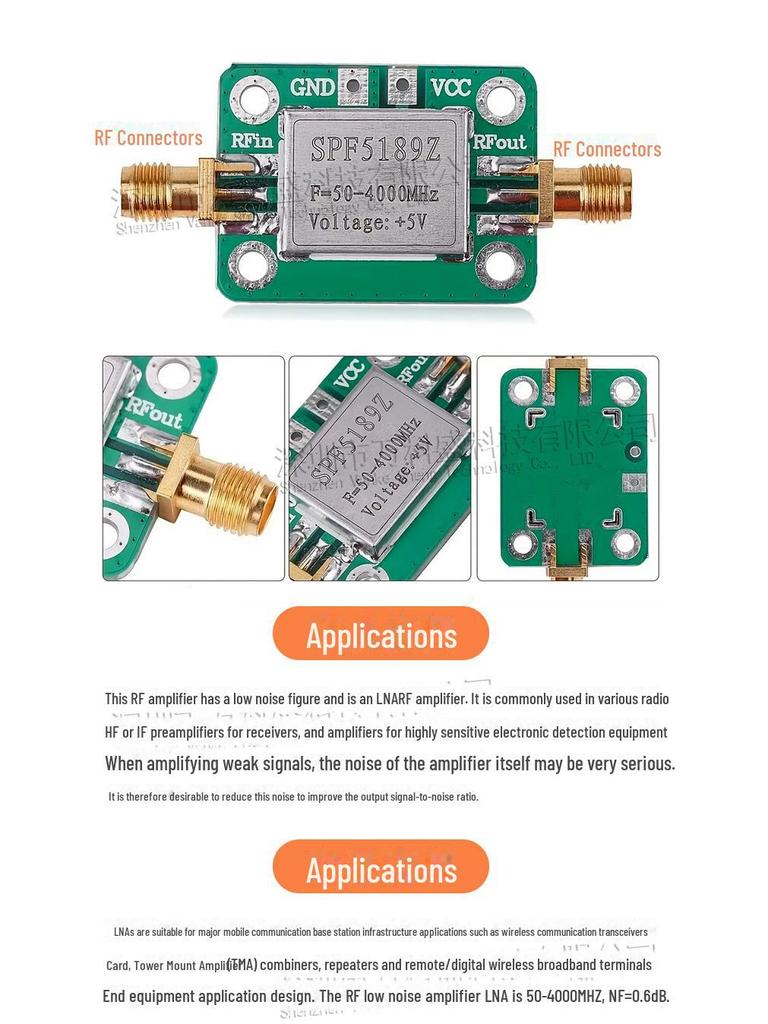 SPF5189 RF Low-Noise Amplifier LNA, 50-4000MHz, NF=0.6dB