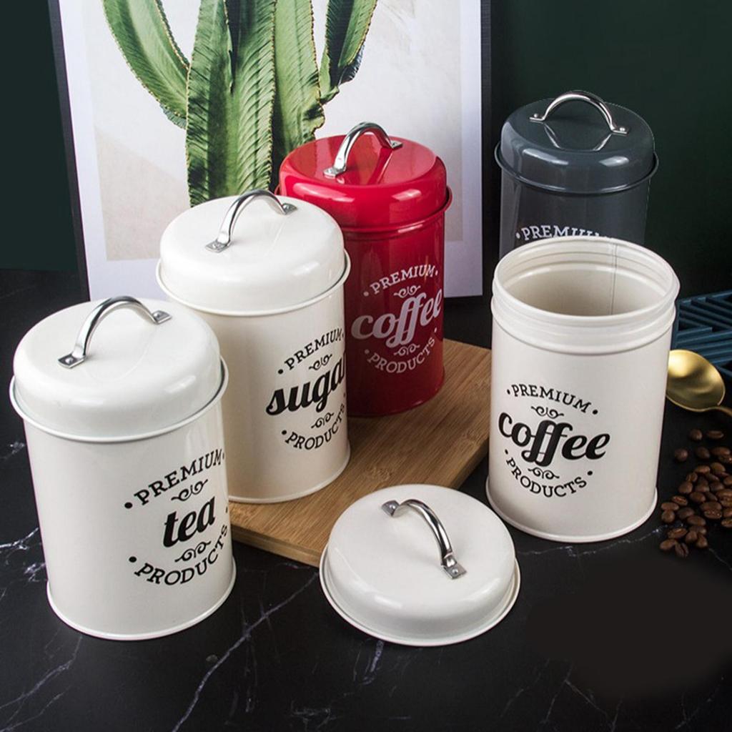 Kitchen Storage Canisters Set Metal Airtight Containers for Coffee Tea Sugar Countertop Organization