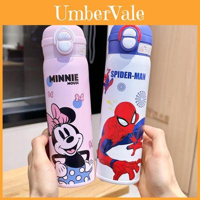 Spider Man Childrens Insulated Water Bottle With Stainless Steel Double Wall And Straw For Kids Travel