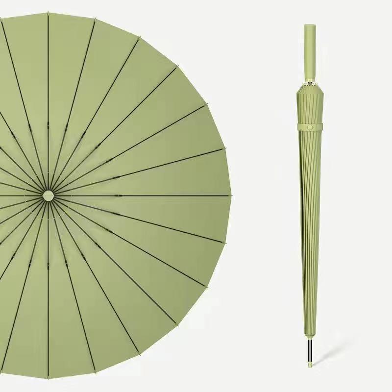 24 Bone Long Handle Umbrella Enlarged Thickened Sunny Rainy Dual-use Extra-large Black Sun Protection Automatic Umbrella