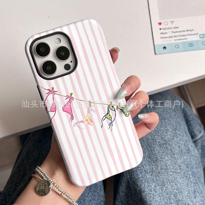 The sexy swimsuit stripe phone case is suitable for Apple 16/15/14/13/12/11 Film 17 Pro dual-layer cases