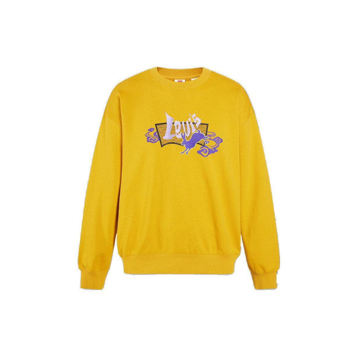 

Levis Ss23 Логотип бренда Вышивка кролика Свитшот с круглым вырезом Мужской свитшот Желтый A5414-0003 S