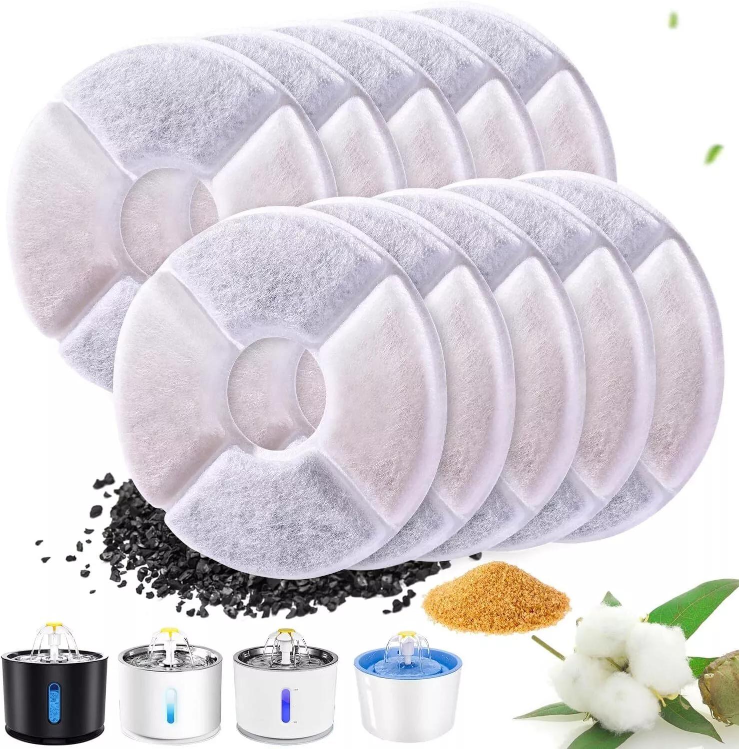 

12 шт. Змінний фільтр з активованим вугіллям для котячого фонтану з водою Замінені фільтри Квітка 12pcs білий