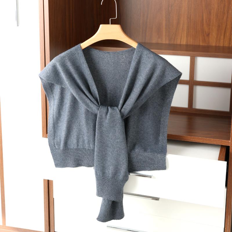 Ladies' Knit Sleeveless Solid Color Shawl Tie Front Design Versatile Air Conditioned Room Neck Protector Perfect with Shirt/Vest