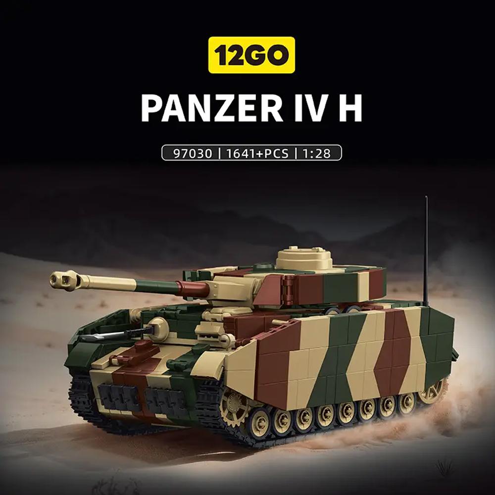 1:28 Vojenský Panzer IV H 5 figurek Stavebnice WW2 Armádní obrněný tank Mini cihlový modelový kit Hračka pro kluky Dárek pro dospělé Děti 1641 KS