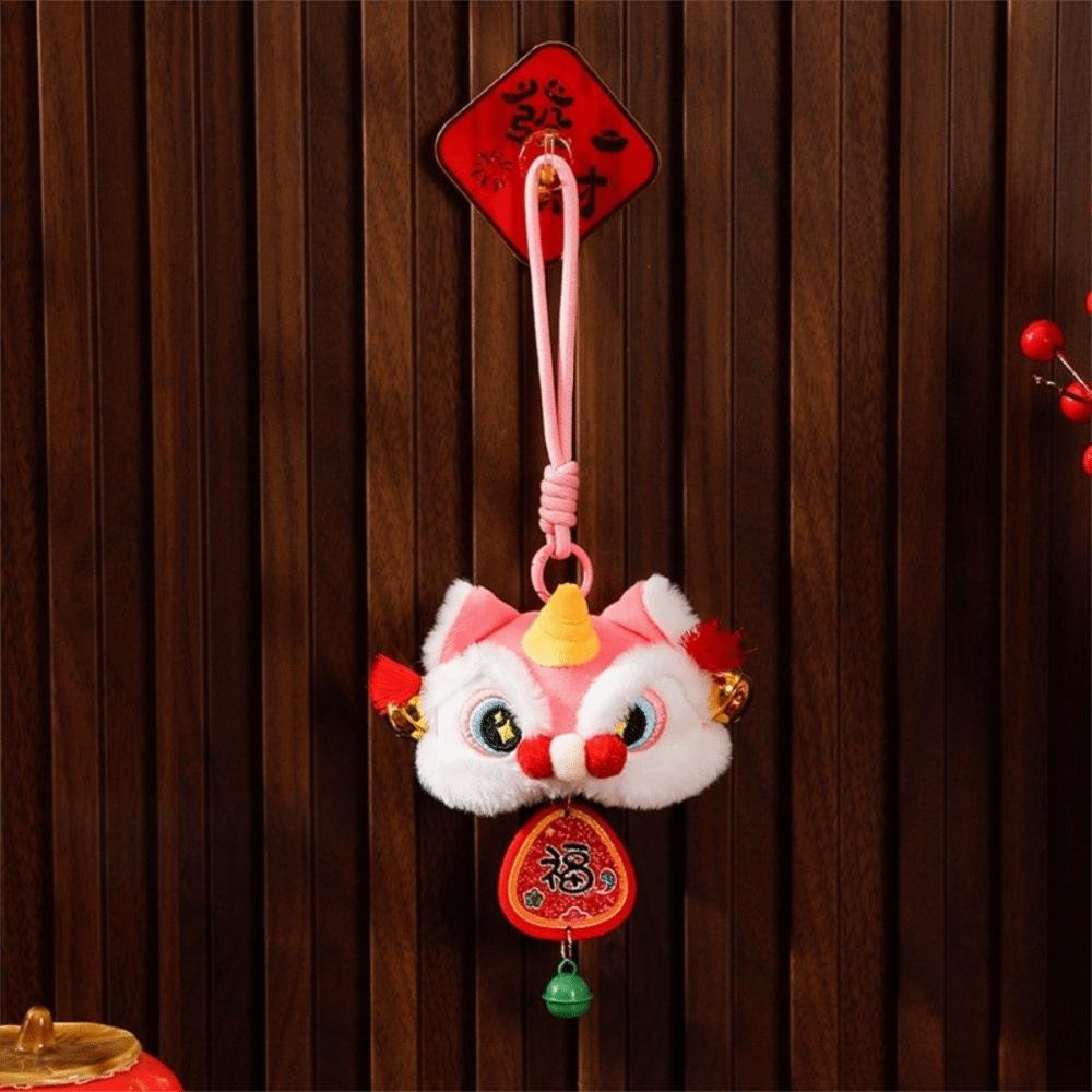 New Dance Lion Pendant Lion Head Tassel Door Pendant with Bell Hanging Decoration Spring Festival