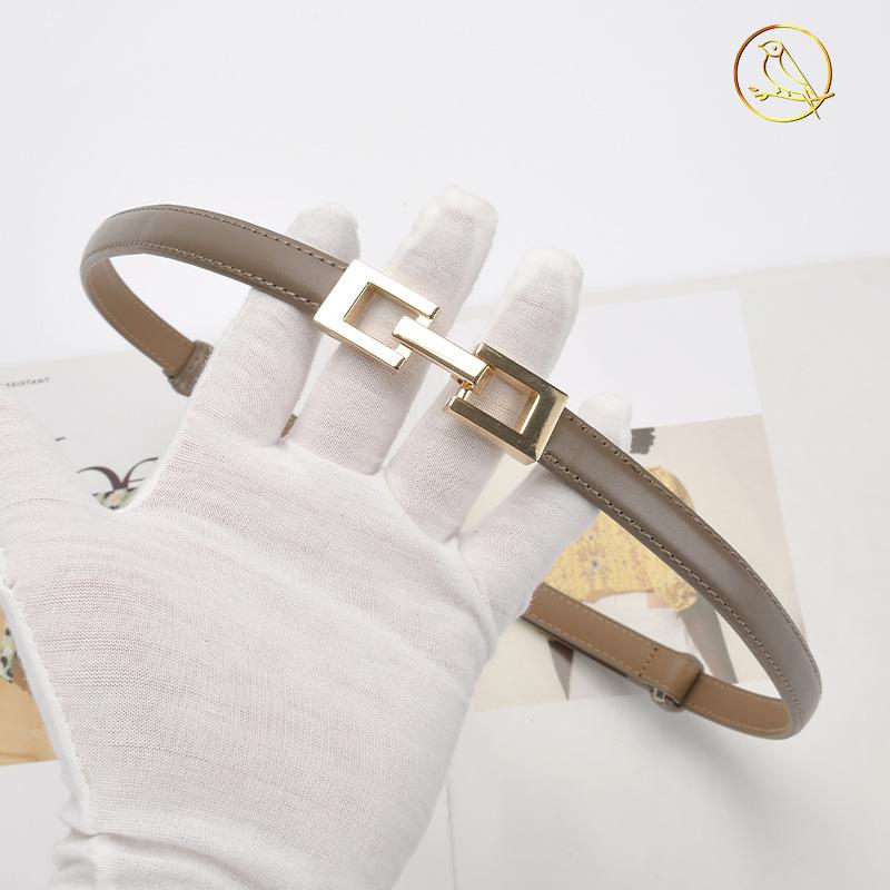 Leather Pair Buckle Adjustable Thin Belt Decoration With Skirt Waist Free Punching Small Belt