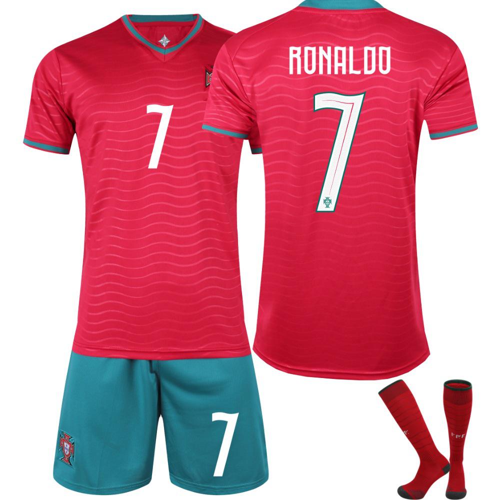 

Portugal World Cup Home Jersey Set: CR7 #7 & Bruno Fernandes #8, Adult & Kids Football Kit Size XS