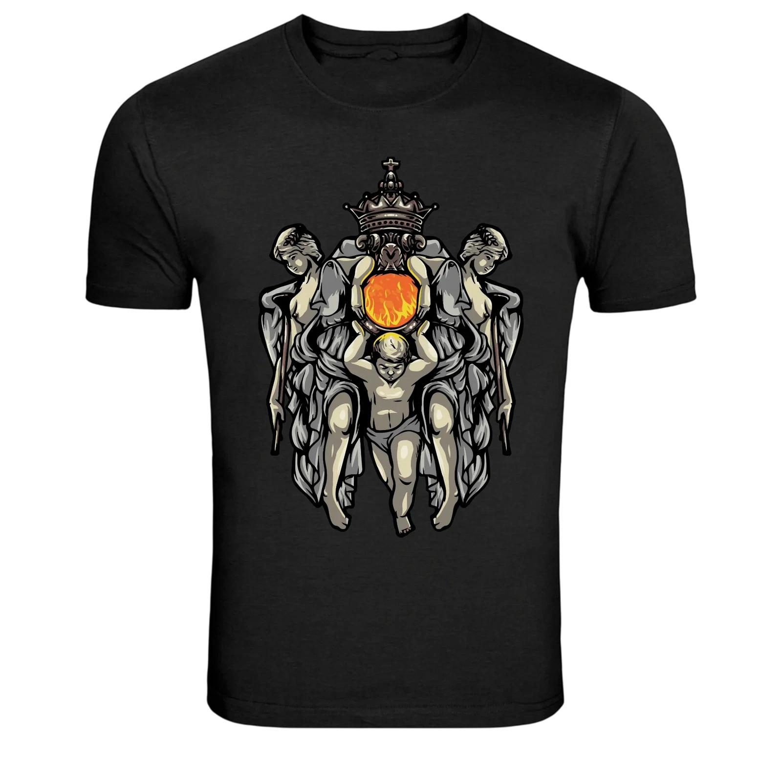 Sacred Crown Angels Sun Religious Gothic Graphic T-Shirt S