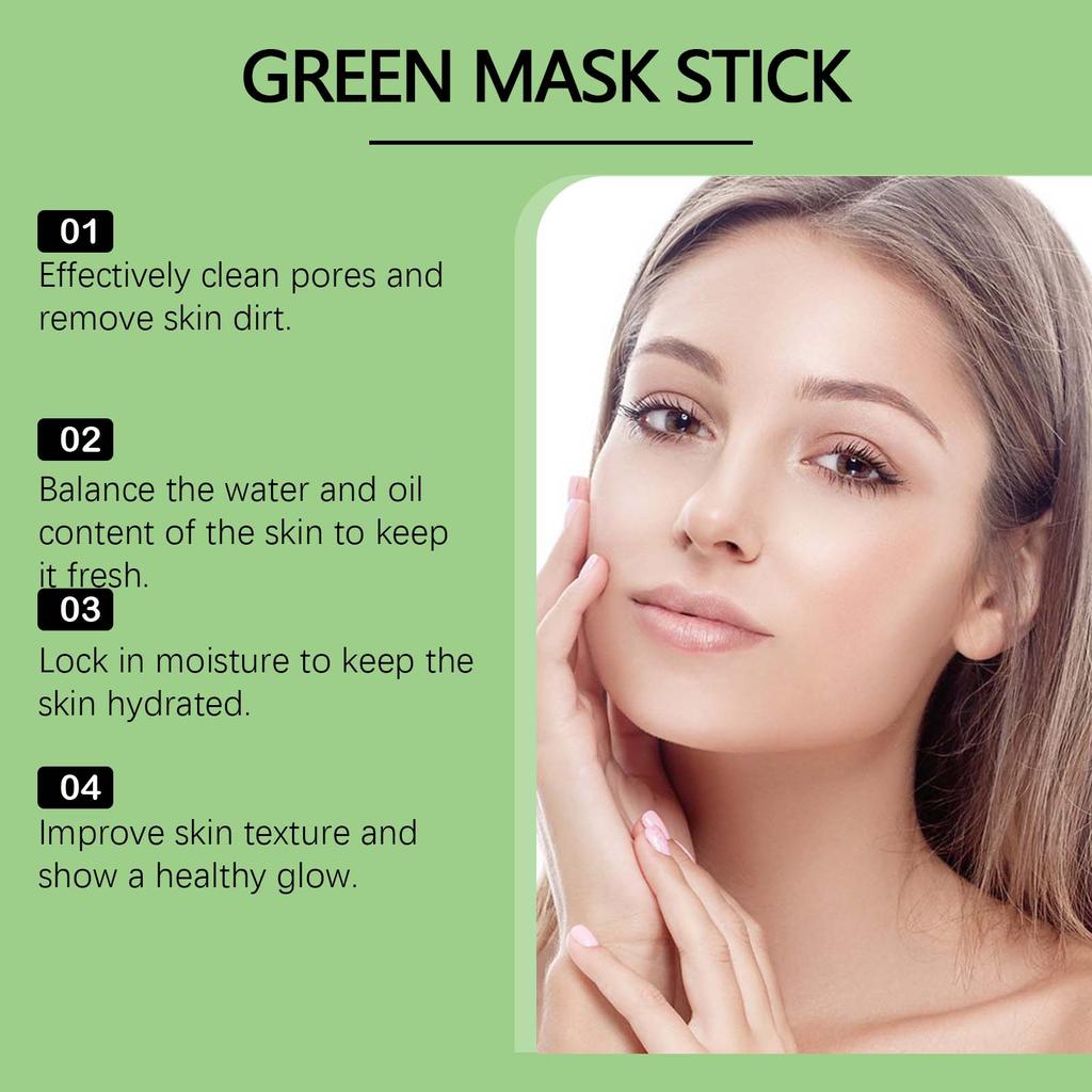 40g Maschera Solida al Tè Verde Rimuovi Punti Neri Pulisce i Pori Stick Imperfezioni Facciali Punti Neri Restringe Pulizia Viso Maschera Idratante