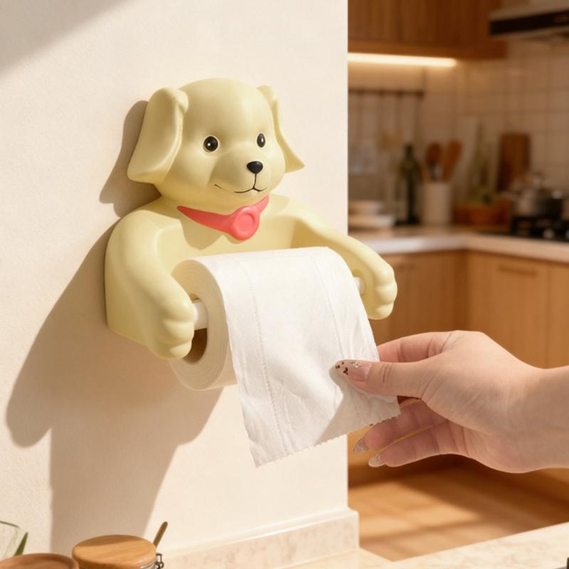 Cartoon Dog Toilet Paper Holder Wall Mounted Bathroom Tissue Dispenser For Home And Kids Room Decoration