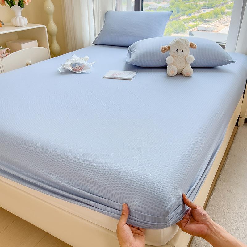 Einfarbig gewaschene Baumwolle Spannbettlakenbezug Schutzbezug Matratze Schmutzabweisend Studentenwohnheim Spannbettlaken