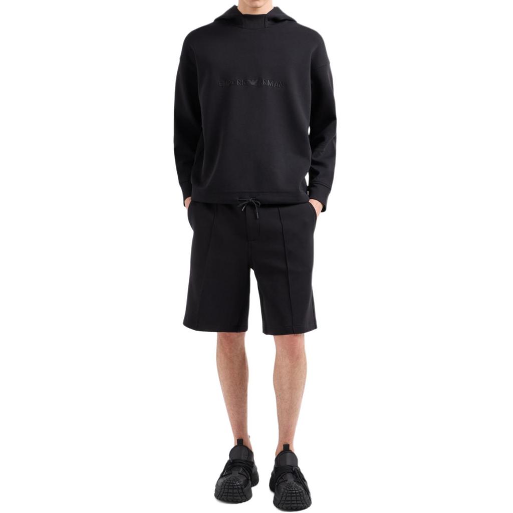 Emporio Armani FW24 Solid Color Letter Logo Embroidered Loose Fit Long Sleeve Hoodie Men Hoodies Black 6D1MA0-1JHSZ-0999