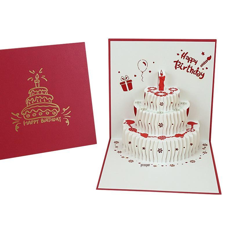 3D Birthday Cake Pop-up Greeting Card with Blessings for Company Employees