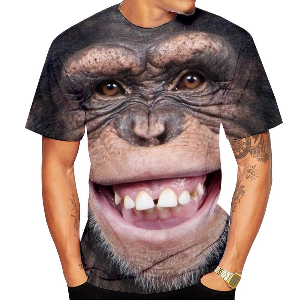 New Casual Men's New 3D Design Spoof Gorilla Funny Monkey T-Shirt Funny Pout Monkey 3D Printing Summer Short Sleeve Shirt Kids