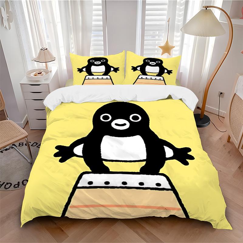 Cute Cartoon Penguin Print 3Pcs Bedding Set,Duvet Cover with 2 Bedro,Pillowcase Home Birthday Gift