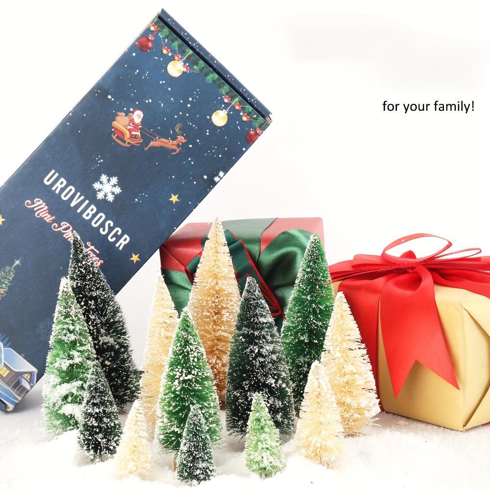 15/30 PCS Mini Christmas Trees Set, Assorted Sizes & Colors Artificial Christmas Trees For Holiday Decor