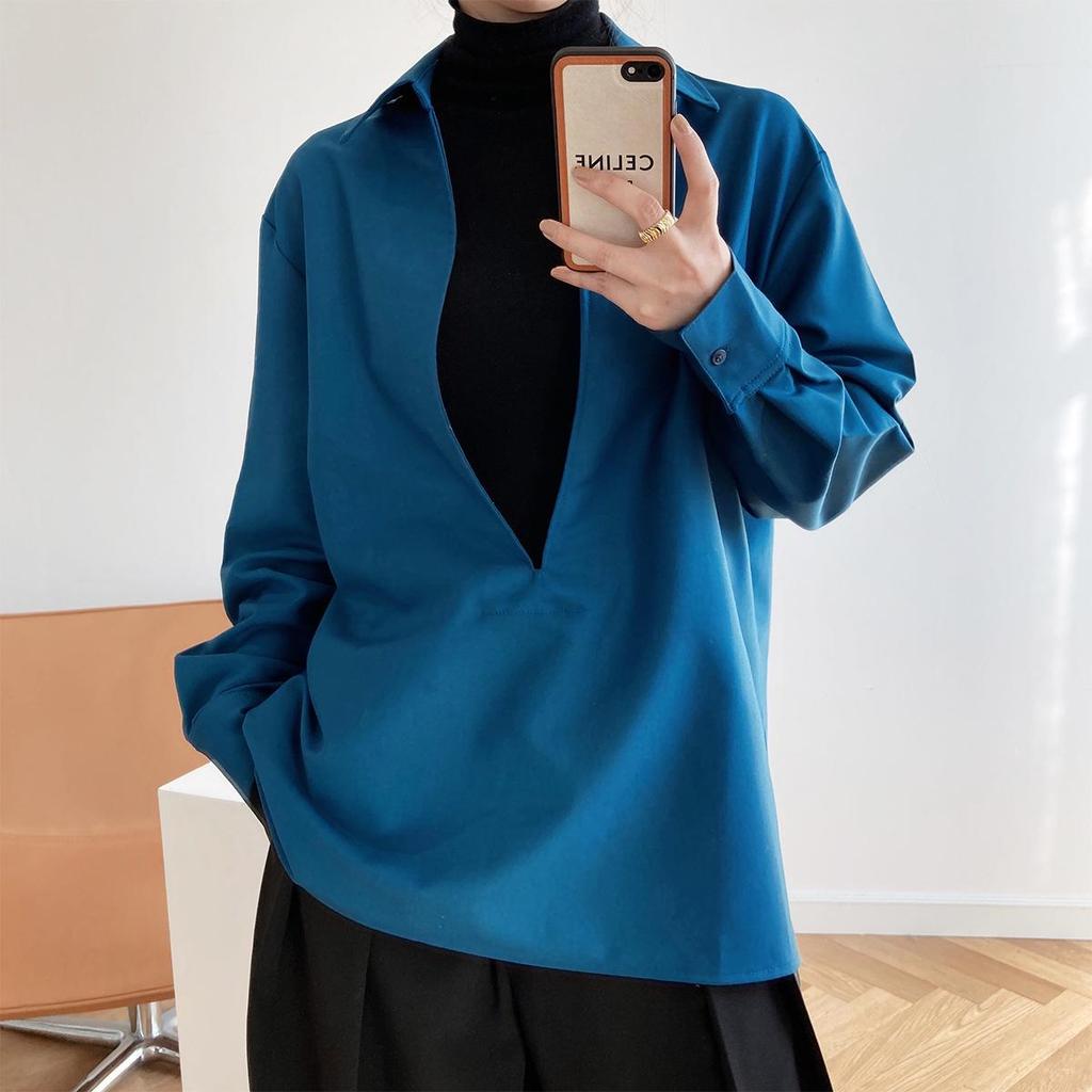 LUXI 2025 Autumn Women’s Long Sleeve V-Neck Fashion Top