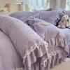 French Bed Cover Lace Thickened Milk Fleece Four-Piece Double-Sided Baby Fleece 1.8