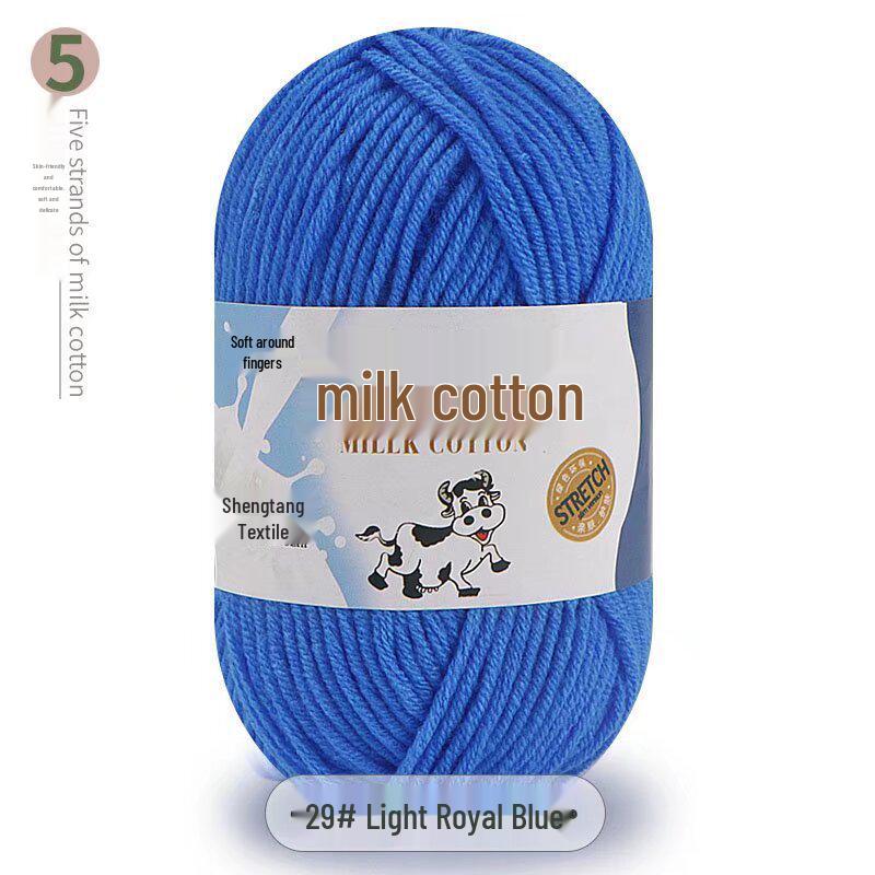 Five-Strand Milk Cotton Yarn for Crochet: Medium-Thick, Hand-Knitted DIY Kit for Dolls, Shoes, Scarves.