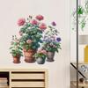 Fresh Realistic Potted Rose and Morning Glory Wall Stickers, Self-Adhesive Decor for Bedroom Balcony Laundry Room Decoration