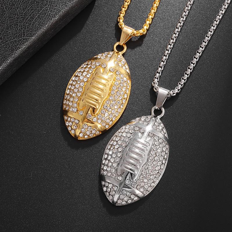 New Hot Selling Accessories In Europe and America Titanium Steel Football Pendant Necklace
