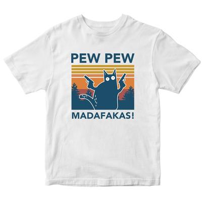 Pew Pew Madafakas Lustiges Kinder T-Shirt Katze Retro Vintage Meme Neuheit T-Shirt Top