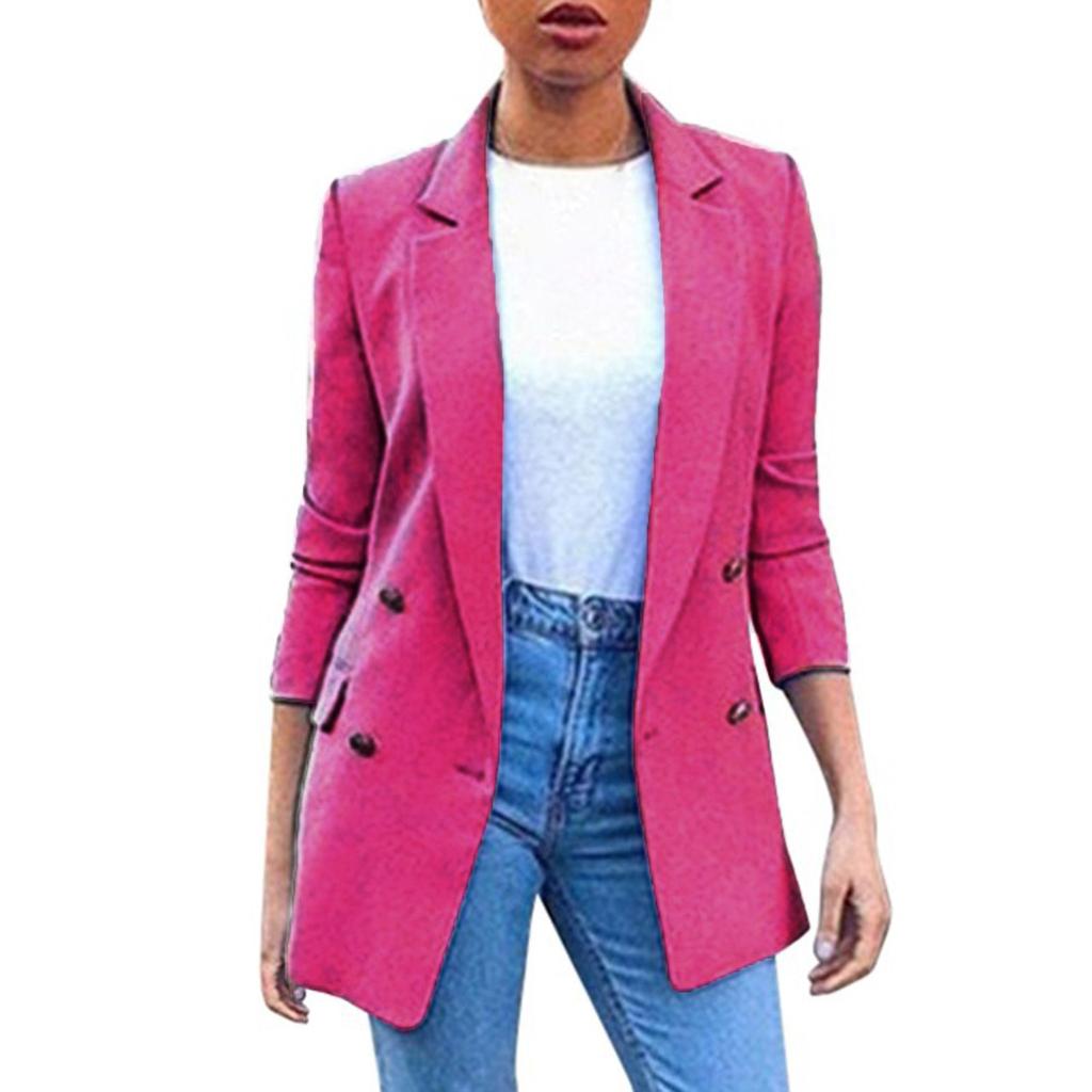 Women's Solid Colour Fashion Lapel Slim Fit Slit Pocket Cardigan Suit Coat