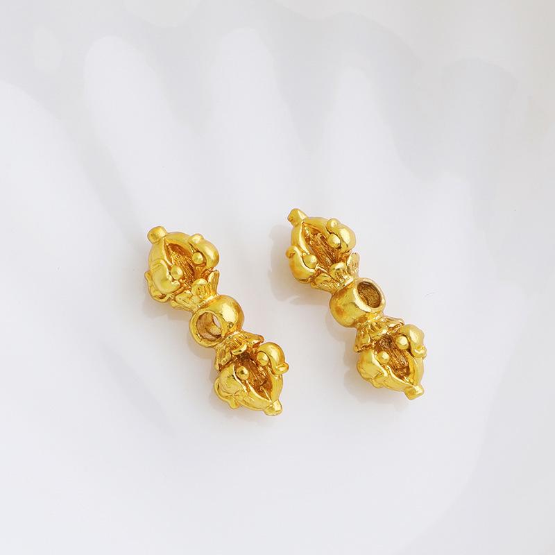 Gold-Plated Vajra Bell Prayer Beads with Double-Headed Phurba for DIY Crafting and Play.