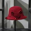 Hat lady autumn and winter new woolen top hat fashion hat fashion flower warm basin hat bucket hat