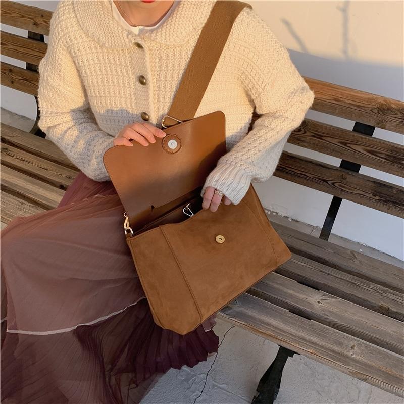 Nubuck Pu Кожаный клапан Crossbody Сумки для женщин Винтаж Большая ...