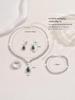 European-American Bridal Jewelry Set: Necklace, Bracelet, Ring, Zircon Earrings - Perfect for Weddings and Evening Dresses