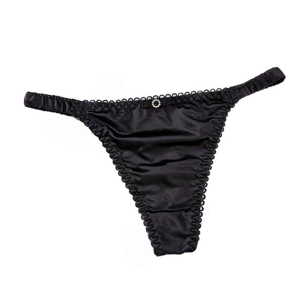 

Однотонный тонкий пояс Женские стринги Женское нижнее белье Сатиновые трусики Бант Трусики Мягкий комфорт для девушки Трусы с низкой посадкой 1pc