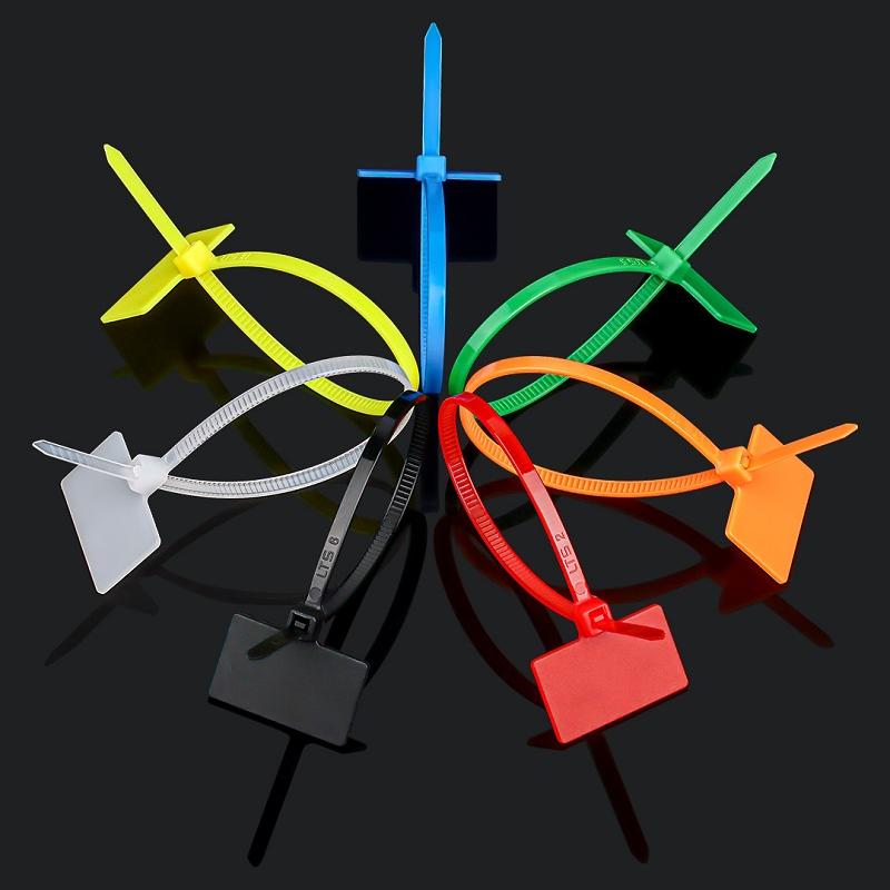 50Pcs Nylon Tie Tags Self-Locking Network Cable Zip Trim Wrap Loop Wire Straps Label 3*100mm 4*150mm 4*200mm