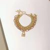 Fashion Retro Lock-shaped Chain Jewelry with Personality Hip Hop Thick Chain Claw Chain Rhinestone Jewelry for Female