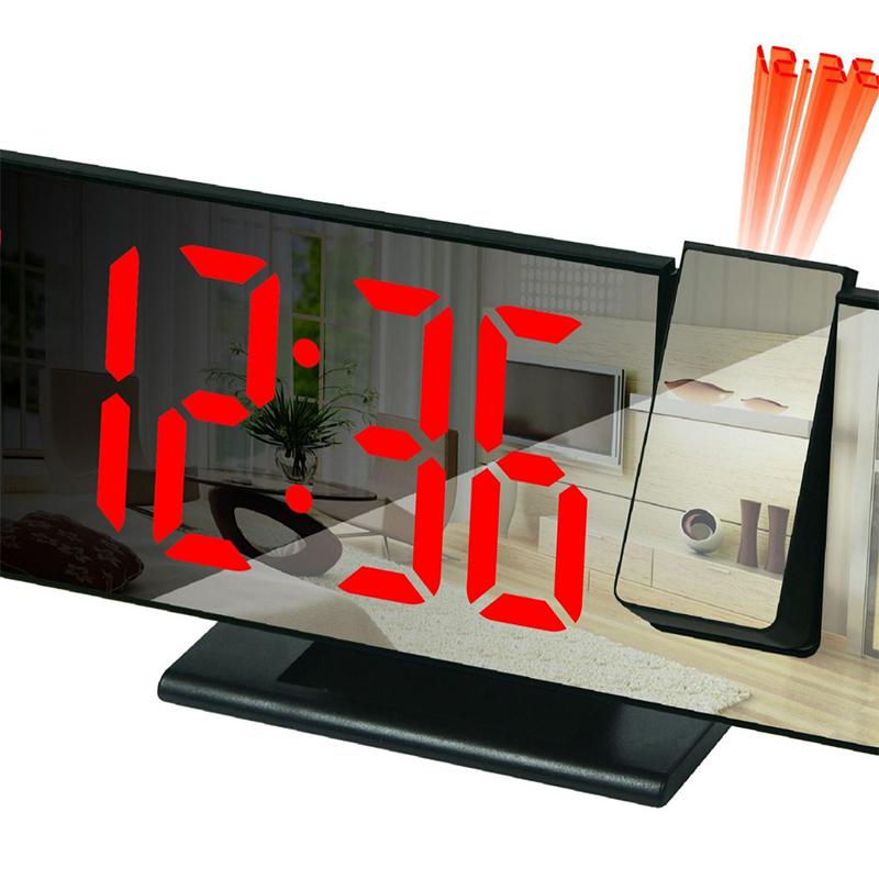 1 Pcs Mirror Multifunctional Projection Alarm Clock Intelligent Luminous Clock Bedroom Large Screen Projection Clock