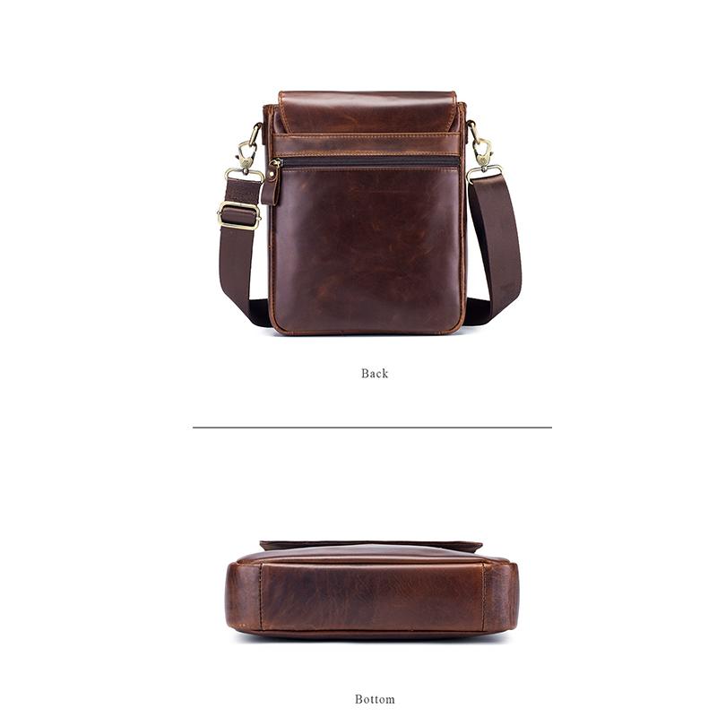 High Quality Genuine Leather Shoulder Bag Men's Fashion Crossbody Bag Crazy Horse Cowhide Messenger Bag Daily Small Satchel