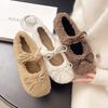 Sweet and Fluffy Shoes for Women's Autumn and Winter New Velvet Beanie Shoes for Women's Round Head and Shallow Mouth Flat-soled Cotton Shoes for