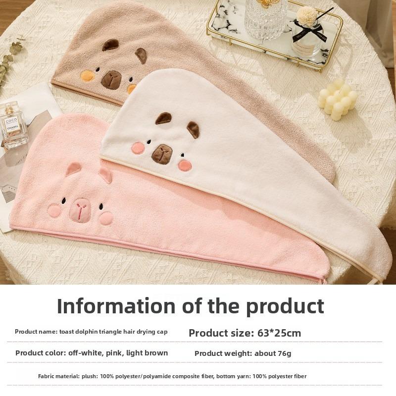 Capybara Coral Velvet Triangular Dry Hair Cap, Absorbent Quick-drying Thickened Dry Hair Towel, Makeup Removal and Postpartum Headscarf