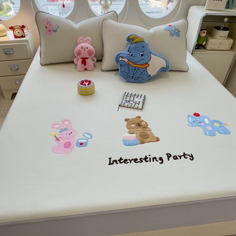 Class A Colored Velvet Cotton Towel Embroidered Padded Mattress 3Pcs Single-Piece All-Inclusive Mattress Cover Simmons Mattress Cover
