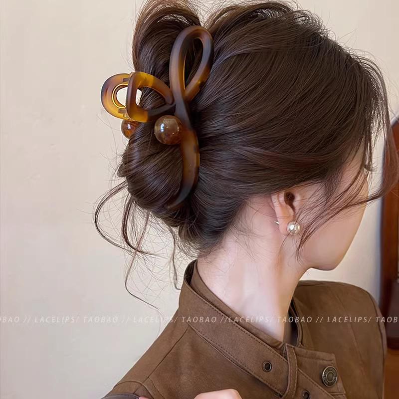 Premium Myriad Brown Large Shark Hair Clip for Women – Elegant 2025 Summer Back-of-Head Hair Accessory