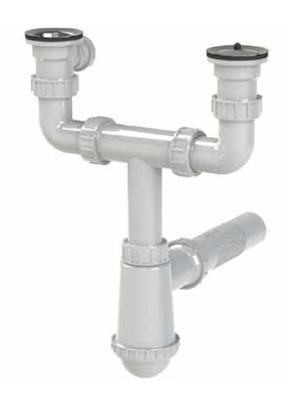 Sink Siphon 2 Chambers - Metal Strainer - Hr/Sfz/044