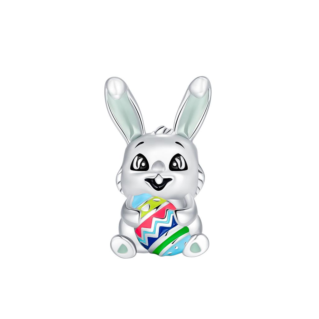 Copper Pink Love Rabbit Easter Egg Series Pendant Easter Charms Fit Original Bracelet Charm Bead Necklace Diy Female Jewelry