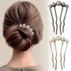 2 Stück Koreanische U-förmige Perlen-Haarnadeln Haarspangen für Frauen Elegant Metallgabeln Vintage Perlen-Haarnadeln Haarstyling-Werkzeuge Geschenke