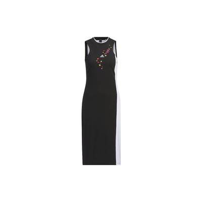 X Shuting Qiu Floral Embroidery Color Block Slim Fit Midi Straight Dress Sleeveless Women Dresses Black White IM8442