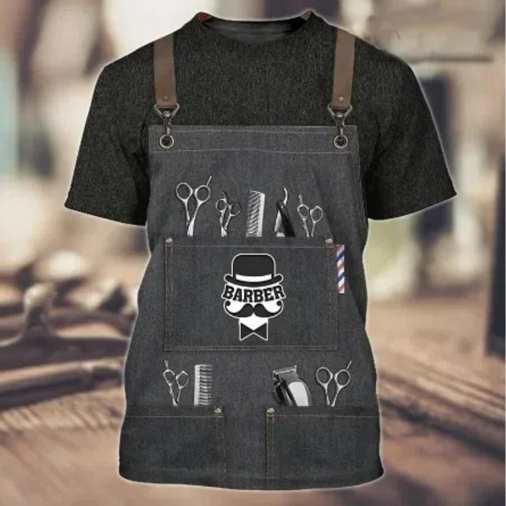 Fryzjerstwo Koszulki męskie Fryzjerstwo Odzież damska Vintage uniformy fryzjerskie Koszulki robocze Produkty niestandardowe Materiały