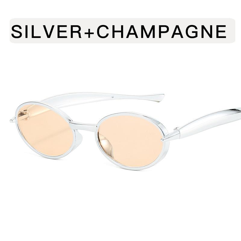 New Oval Sunglasses For Women Men Trendy Metal Frame Sun Glasses Classic Shades Uv400 Small Oval Black Sunglasses