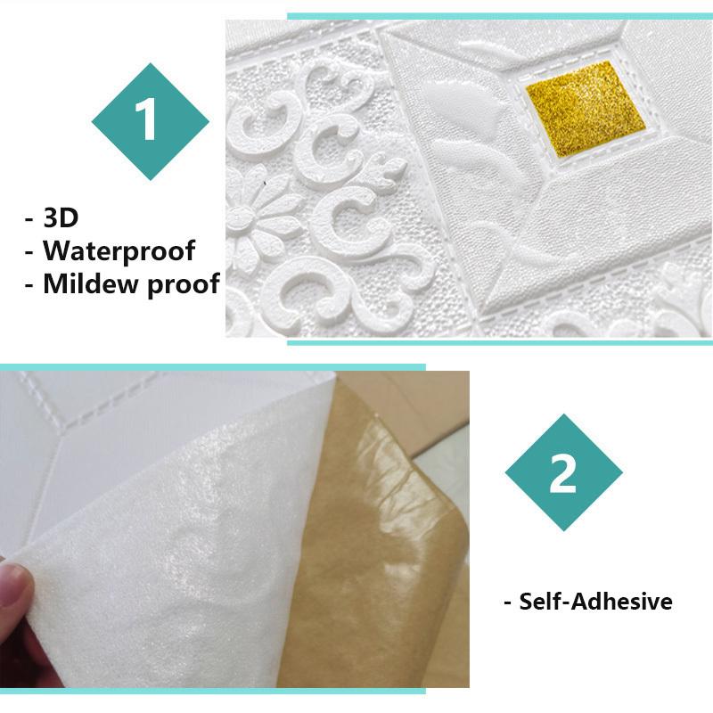 70cm*10m 3D Wall Stickers Faux Brick Bedroom Home Decor Waterproof Self Adhesive Living Room Wallpaper