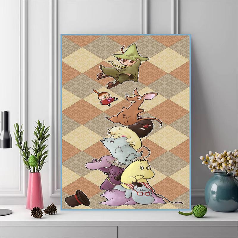 Moomin Character Pink 100% Round Full Drill 5D DIY Diamond Painting Embroidery Cross Stitch Rhinestone Decor